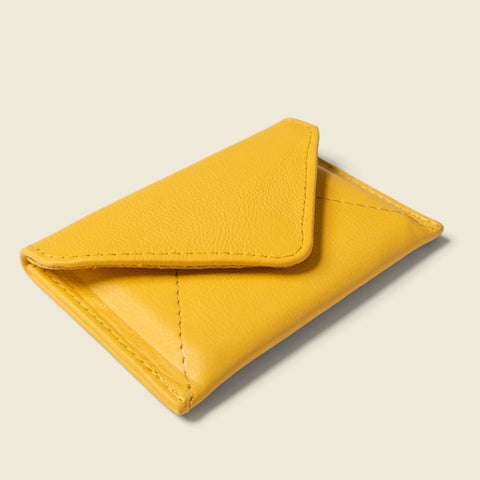 Mini Yellow Leather Card Case – RFID Protected 4.5 Inch | Handmade in USA CASUPO  Envelope Wallet