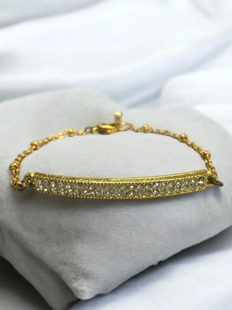 Minimalist 7 Inch Gold Plated Crystal Bar Bracelet – Delicate Everyday Jewelry – Handmade in USA Michelle Marie Boutique  Bracelet