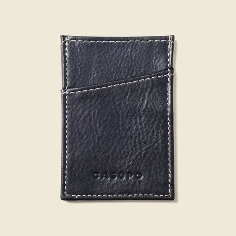 Minimalist Black Leather Card Case Wallet 2.75x4 Inch | Handmade in USA CASUPO  Slim Card Holder