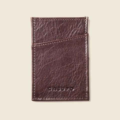 Minimalist Brown Leather Wallet 2.75x4 Inch – Full Grain | Handmade in USA CASUPO  Slim Card Holder