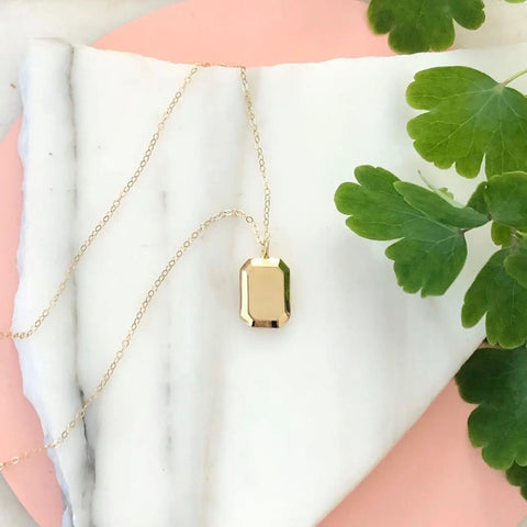 Minimalist Gold Gemstone Pendant Necklace – Portrait Cut Design | Made in USA Sarah Cecelia  NECKLACES