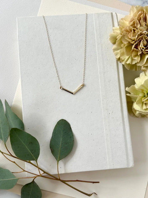 Minimalist Gold V Bar Necklace – Handcrafted Geometric Pendant | Made in USA Sarah Cecelia  NECKLACES