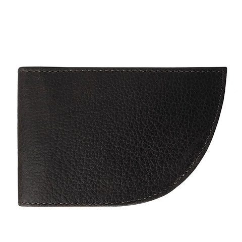 The Nantucket Front Pocket Wallet by Rogue Industries is a black top-grain leather wallet with a textured finish and signature right-side curved edge, shown against a white background.