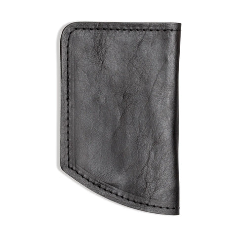 The Minimalist Wallet by Rogue Industries is a black leather wallet with visible stitching and a curved bottom edge, shown against a white background.