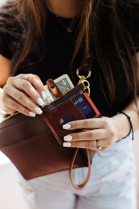 Minimalist Leather Wristlet Wallet – Compact Card Holder – Handcrafted in USA Urban Southern  Wallets