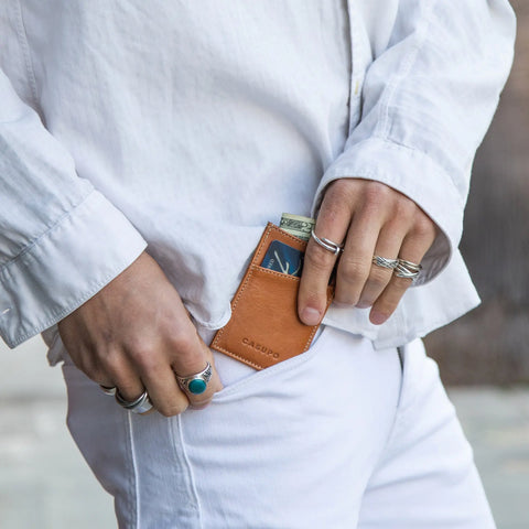 Minimalist Natural Leather Card Case 2.75x4 Inch – Sustainable Design | Handmade in USA CASUPO  Slim Card Holder
