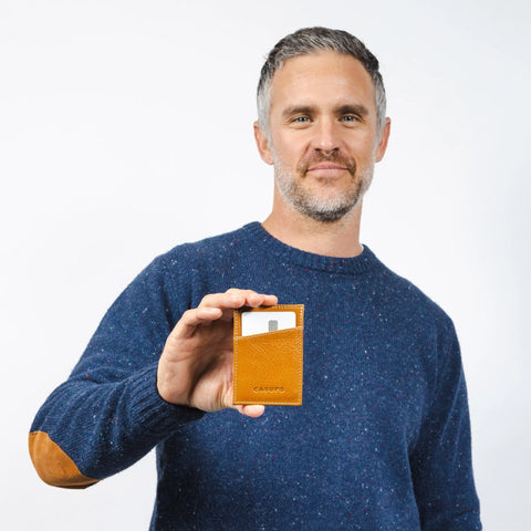 Minimalist Natural Leather Card Case 2.75x4 Inch – Sustainable Design | Handmade in USA CASUPO  Slim Card Holder