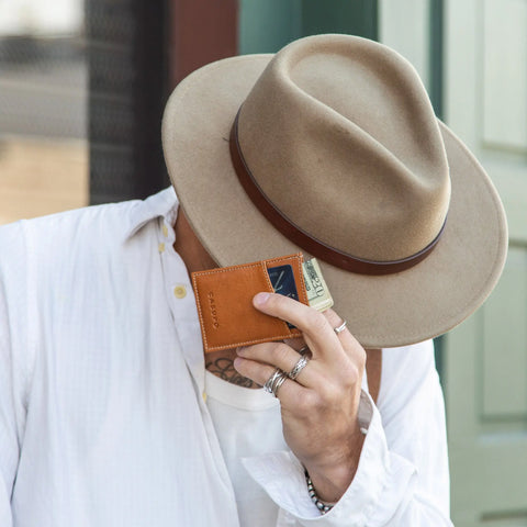 Minimalist Natural Leather Card Case 2.75x4 Inch – Sustainable Design | Handmade in USA CASUPO  Slim Card Holder