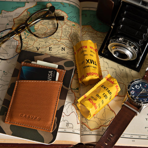 Minimalist Natural Leather Card Case 2.75x4 Inch – Sustainable Design | Handmade in USA CASUPO  Slim Card Holder