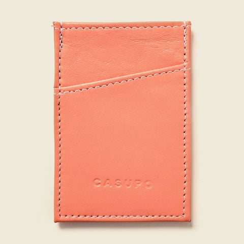 Minimalist RFID Card Case 2.75 Inch Pink Leather – Handmade in USA CASUPO  Slim Card Holder