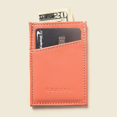 Minimalist RFID Card Case 2.75 Inch Pink Leather – Handmade in USA CASUPO  Slim Card Holder