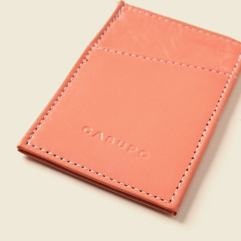 Minimalist RFID Card Case 2.75 Inch Pink Leather – Handmade in USA CASUPO  Slim Card Holder