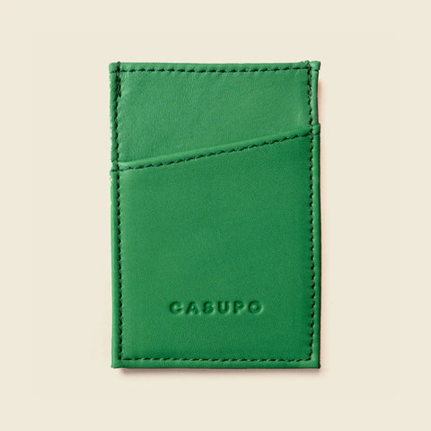 Minimalist RFID Card Case – Green Full Grain Leather | Made in USA CASUPO  Slim Card Holder