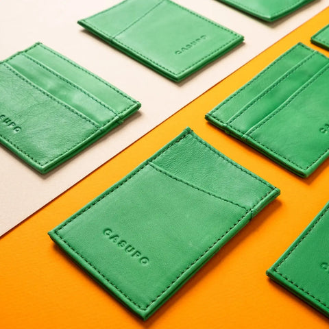 Minimalist RFID Card Case – Green Full Grain Leather | Made in USA CASUPO  Slim Card Holder