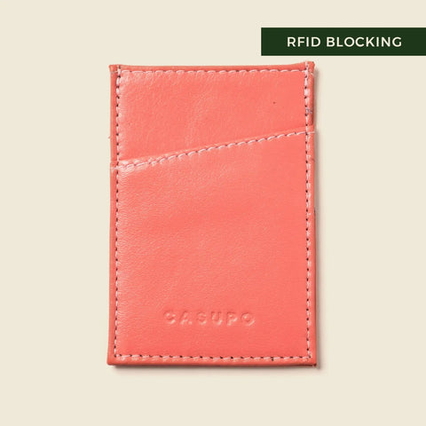 Minimalist RFID Wallet 2.75x4 Inch – Pastel Pink Leather | Made in USA CASUPO  Slim Card Holder