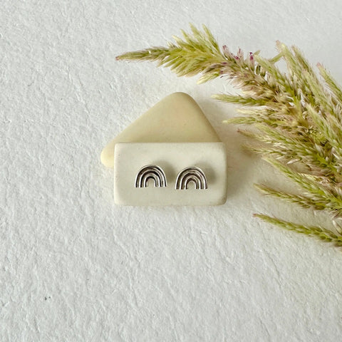 Minimalist Silver Arco Stud Earrings – Handmade Geometric Jewelry | Made in USA Sarah Cecelia  EARRINGS