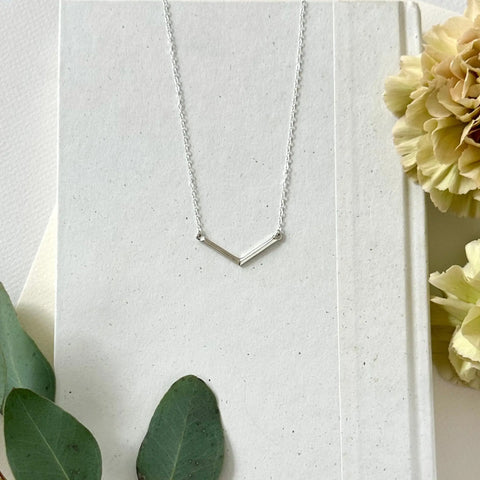 Minimalist Silver V Bar Necklace – Handcrafted Jewelry | Made in USA Sarah Cecelia  NECKLACES