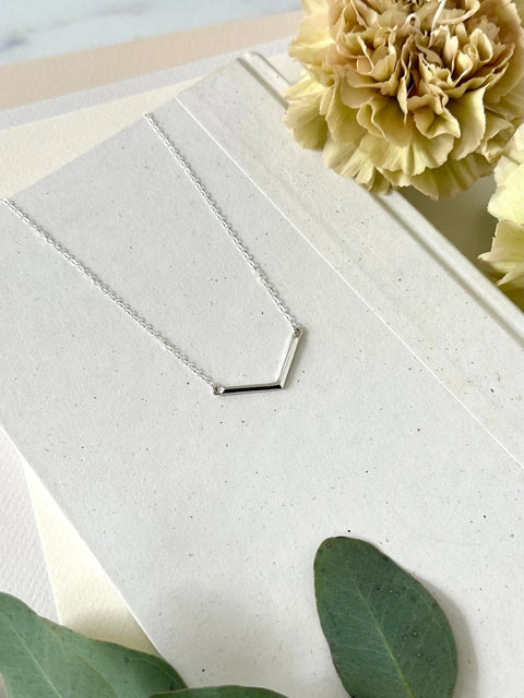 Minimalist Silver V Bar Necklace – Handcrafted Jewelry | Made in USA Sarah Cecelia  NECKLACES
