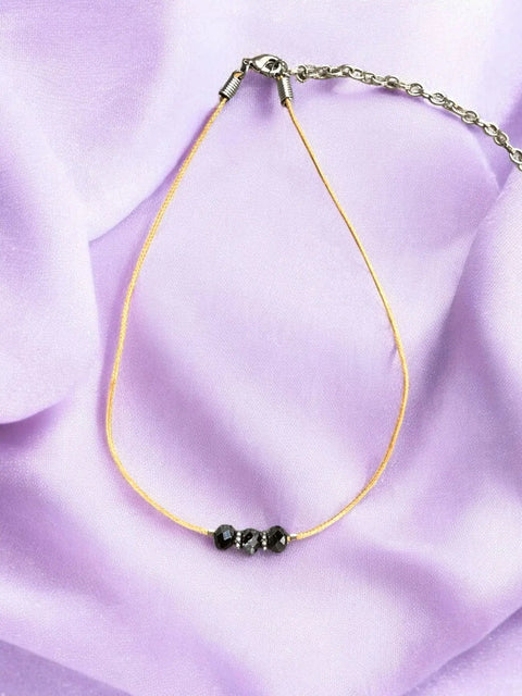Minimalist Three Jet Black Crystal Necklace – Adjustable Light Brown Cord Jewelry | Made in USA by Michelle Marie Boutique Michelle Marie Boutique  Bracelets