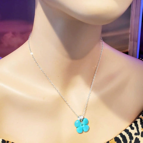Mint Green Four-Leaf Clover Pendant Necklace – Sterling Silver Beaded Jewelry | Made in USA Alexa Martha Designs  Necklace