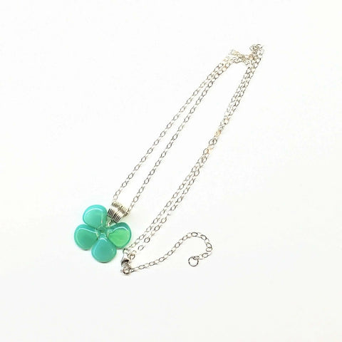 Mint Green Four-Leaf Clover Pendant Necklace – Sterling Silver Beaded Jewelry | Made in USA Alexa Martha Designs  Necklace