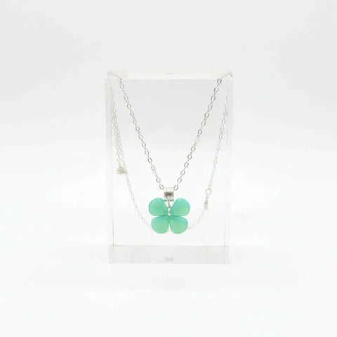 Mint Green Four-Leaf Clover Pendant Necklace – Sterling Silver Beaded Jewelry | Made in USA Alexa Martha Designs  Necklace