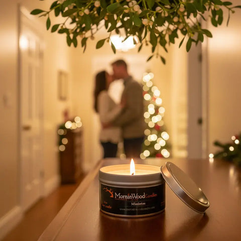 Mistletoe Scented Soy Candle – 7oz Tin with Holiday Fragrance Notes | Handmade in USA MorninWood Candles  Candles