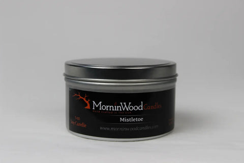Mistletoe Scented Soy Candle – 7oz Tin with Holiday Fragrance Notes | Handmade in USA MorninWood Candles  Candles