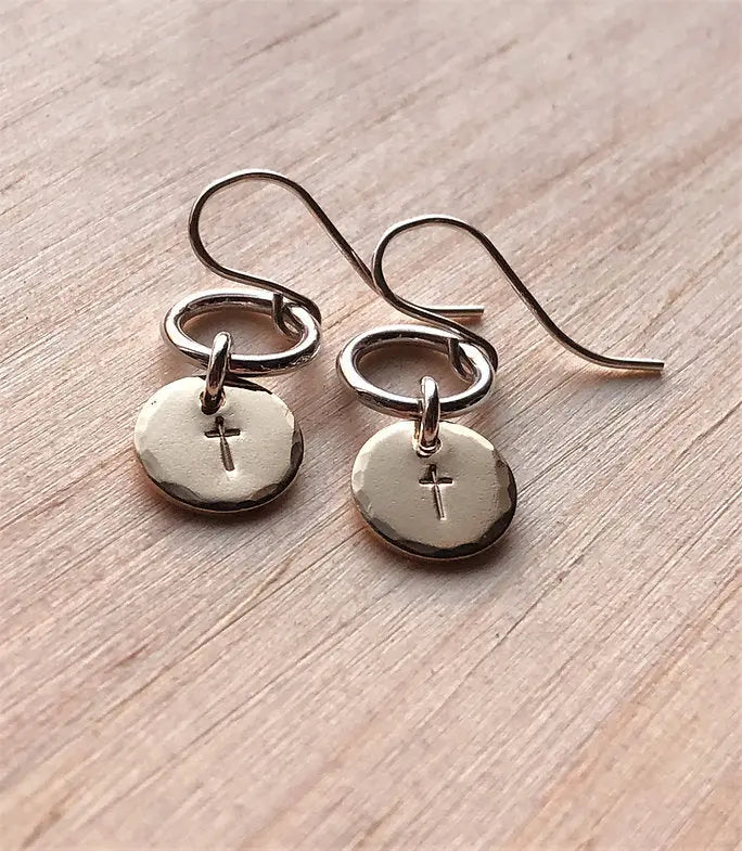 Mixed Metal Cross Earrings Liberty Cottage Design 