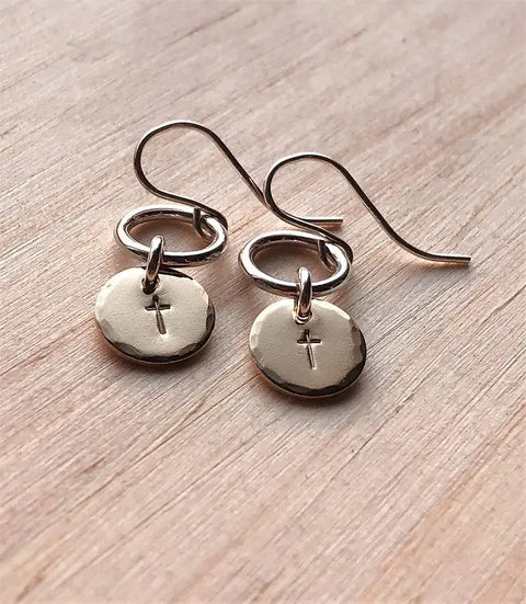 Mixed Metal Cross Earrings Liberty Cottage Design 