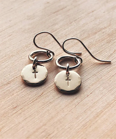 Mixed Metal Cross Earrings Liberty Cottage Design 