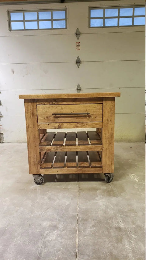 Model #1029 - Kitchen Island With Casters and Hickory Countertop Limitless Woodworking  item