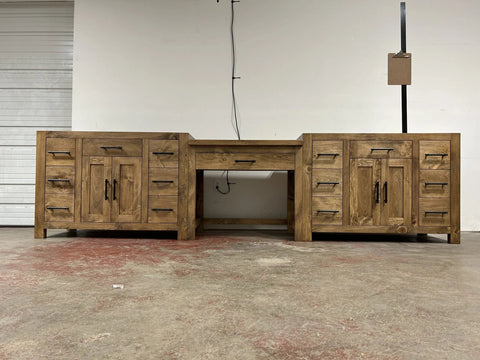 Model #1098 - Double Sink Bathroom Vanity With Make Up Section Limitless Woodworking  item
