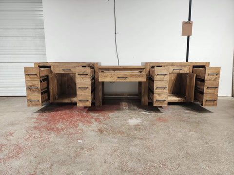 Model #1098 - Double Sink Bathroom Vanity With Make Up Section Limitless Woodworking  item