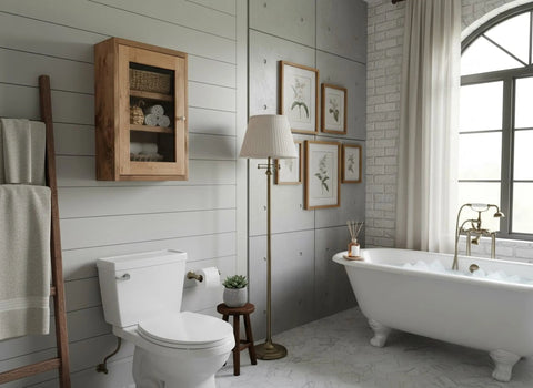 Model #1115 - Over the Toilet Storage Cabinet  With Glass Limitless Woodworking  item