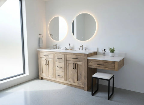 Model #1120 - Double Sink Bathroom Vanity W/ Makeup Area Limitless Woodworking  item