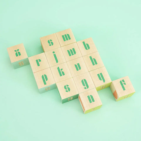 Modern Bauhaus Alphabet Blocks Set – 16 Wooden 1.75 Inch Cubes | Toddler Educational Toy | Made in USA Uncle Goose  Eclectic