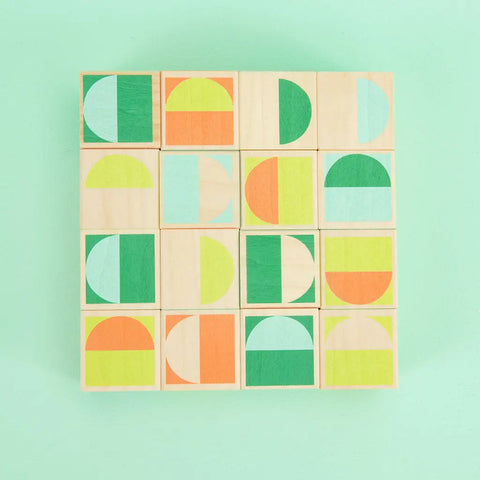 Modern Bauhaus Alphabet Blocks Set – 16 Wooden 1.75 Inch Cubes | Toddler Educational Toy | Made in USA Uncle Goose  Eclectic