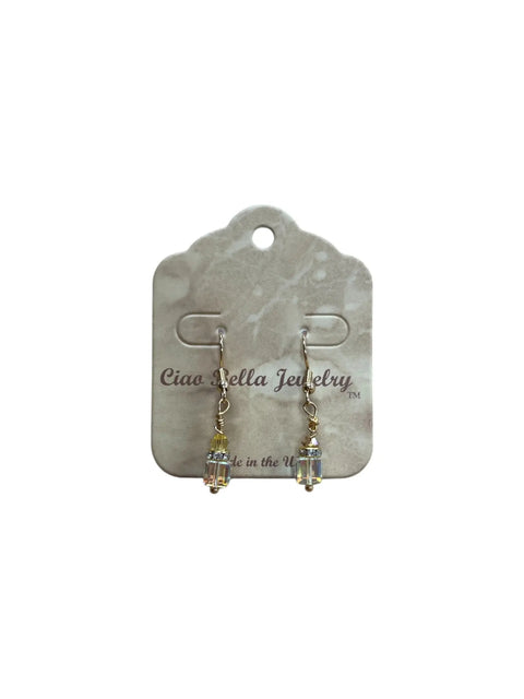 Modern Crystal Cube Drop Earrings – Lightweight Minimalist Jewelry with Topaz and Yellow Accents | Made in USA Michelle Marie Boutique  Earrings