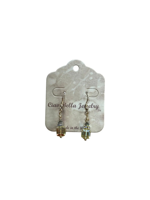 Modern Crystal Cube Drop Earrings – Lightweight Minimalist Jewelry with Topaz and Yellow Accents | Made in USA Michelle Marie Boutique  Earrings