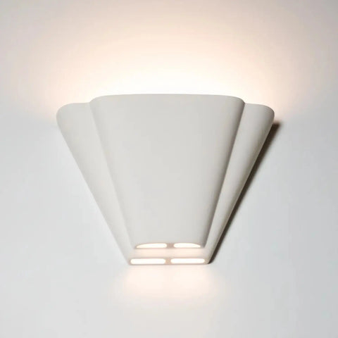 A white ceramic Nova Scotia sconce with an up-and-down light pattern, suitable for indoor or covered outdoor use.