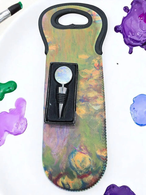 Monet's Water Lilies Wine Bag | Impressionist Art Wine Tote Michelle Marie Boutique  Wine Bag