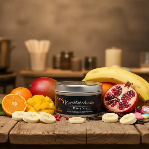 Monkey Farts Soy Candle 6.5oz – Fruity Citrus Mango Scented Tin | Handcrafted Home Fragrance Made in USA MorninWood Candles  Candles