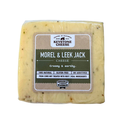 Morel and Leek Infused Monterey Jack Cheese – 6 to 8oz Artisan Cheese Block | Made in USA Keystone Cheese  Cheese
