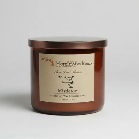 MorninWood 17oz 3-Wick Soy Wax Candle – Mistletoe Fragrance with Natural Essential Oils | Made in USA MorninWood Candles  3 Wick Candle
