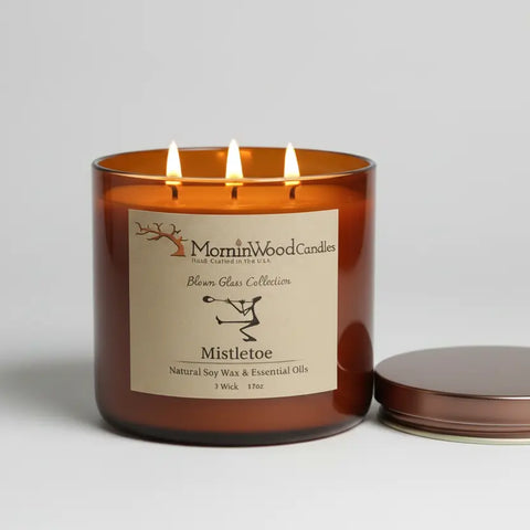 MorninWood 17oz 3-Wick Soy Wax Candle – Mistletoe Fragrance with Natural Essential Oils | Made in USA MorninWood Candles  3 Wick Candle