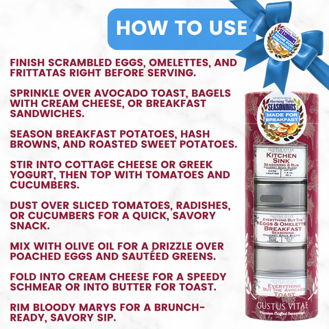 Morning Table Seasonings Gift Set of 3 – Handcrafted Breakfast Spice Blends | Made in USA Artisan Pack Gustus Vitae  Collections & Gift Sets