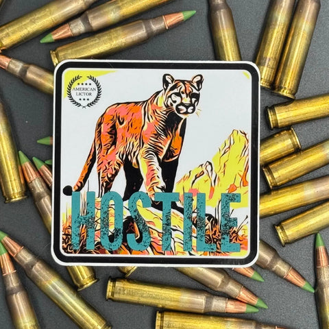 Mountain Lion Hostile Vinyl Sticker – Durable Outdoor Decal | Made in USA American Lictor  Vinyl Stickers