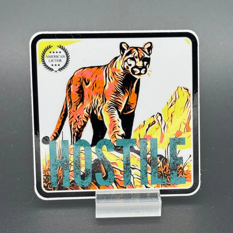 Mountain Lion Hostile Vinyl Sticker – Durable Outdoor Decal | Made in USA American Lictor  Vinyl Stickers