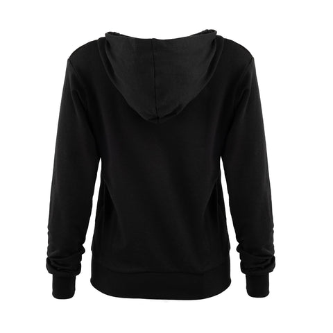 The Fireside Pine Mountain Pine hoodie, shown from the back, features soft Supima Cotton, long sleeves, ribbed cuffs and hem, a hood, relaxed fit, and a plain black design with no visible logos or patterns.